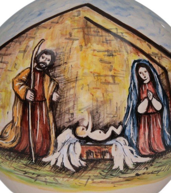 Immagini Di Natale Sacre.Pallina Di Natale In Ceramica Santa Famiglia Ceramiche Liberati