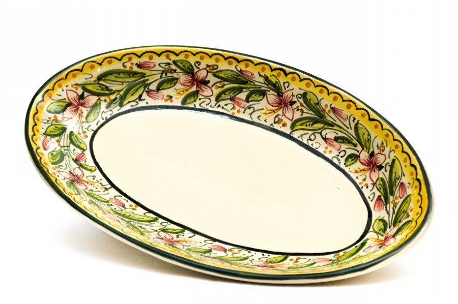 Piatto da portata ovale sperlunga in ceramica Orchidea - Liberati
